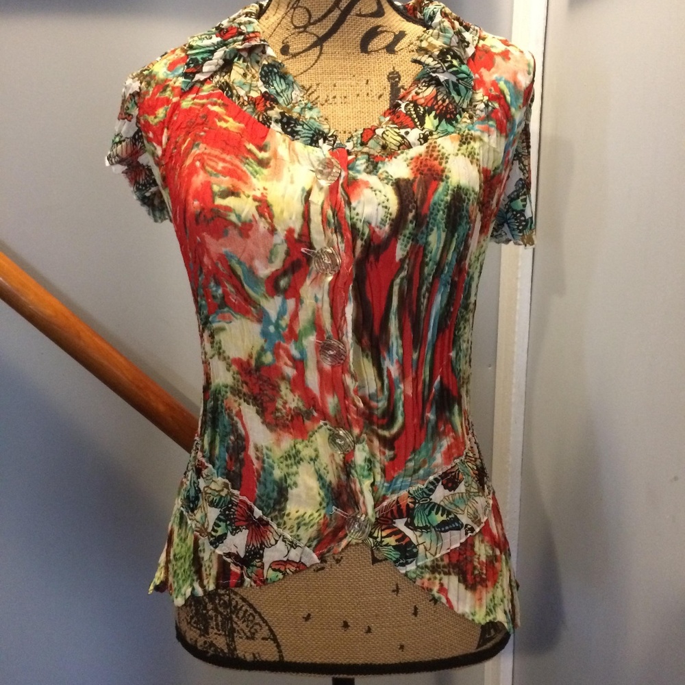 Alberto Makali M Multicolor Blouse Pleats High Low
